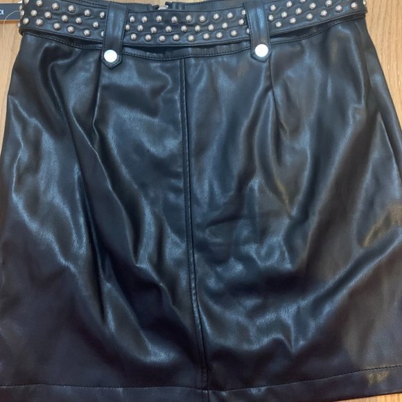 Aqua Faux Leather Mini Skirt - Picture 2 of 4